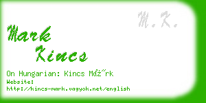 mark kincs business card
